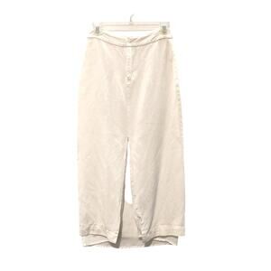 Endless Midi Straight Pencil Skirt Front Slit Linen Rayon Blend White Womens XS